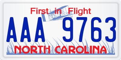 NC license plate AAA9763