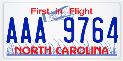 NC license plate AAA9764