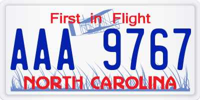 NC license plate AAA9767