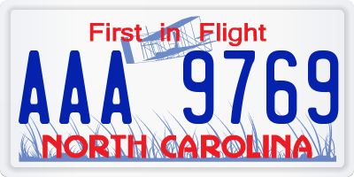 NC license plate AAA9769