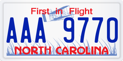 NC license plate AAA9770