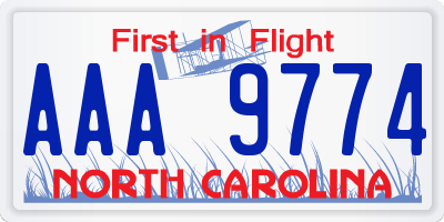 NC license plate AAA9774