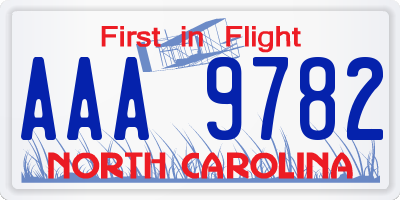 NC license plate AAA9782