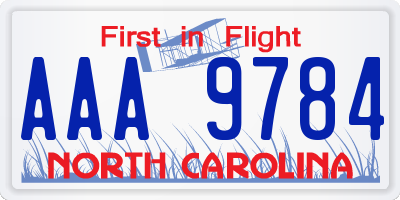 NC license plate AAA9784