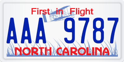 NC license plate AAA9787