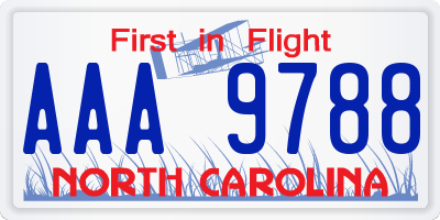 NC license plate AAA9788