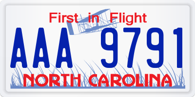 NC license plate AAA9791