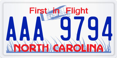 NC license plate AAA9794