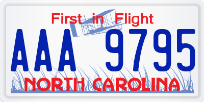 NC license plate AAA9795