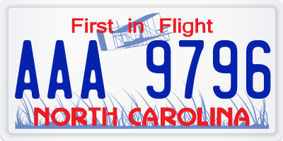 NC license plate AAA9796