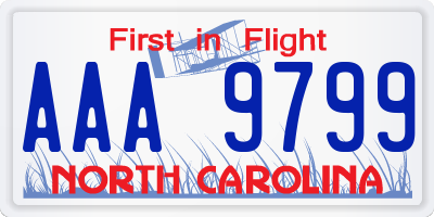 NC license plate AAA9799