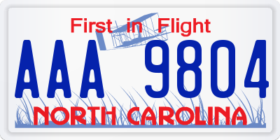 NC license plate AAA9804