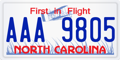 NC license plate AAA9805