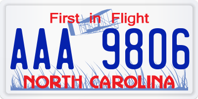 NC license plate AAA9806