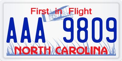 NC license plate AAA9809