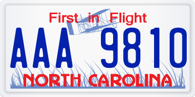 NC license plate AAA9810