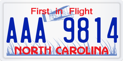 NC license plate AAA9814