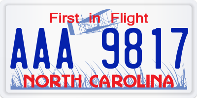 NC license plate AAA9817