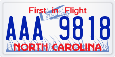 NC license plate AAA9818