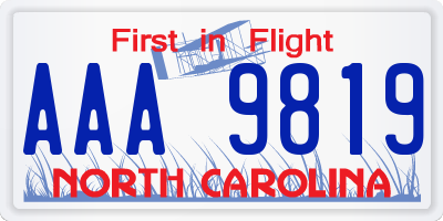 NC license plate AAA9819