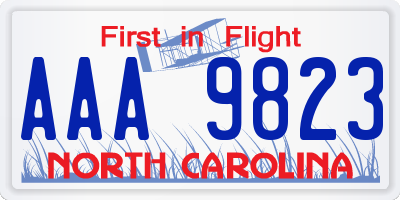 NC license plate AAA9823