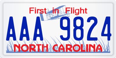 NC license plate AAA9824