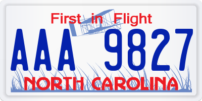 NC license plate AAA9827