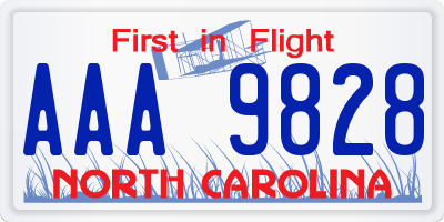 NC license plate AAA9828