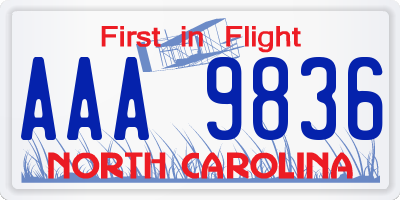 NC license plate AAA9836