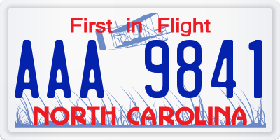 NC license plate AAA9841