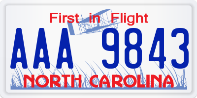 NC license plate AAA9843