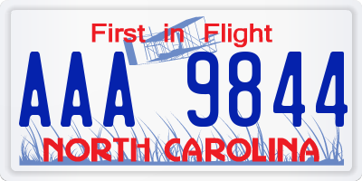 NC license plate AAA9844