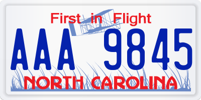 NC license plate AAA9845