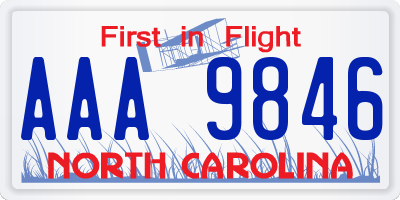 NC license plate AAA9846