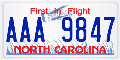 NC license plate AAA9847