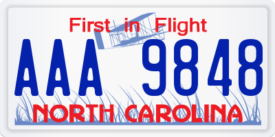 NC license plate AAA9848