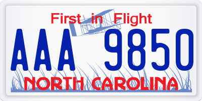 NC license plate AAA9850