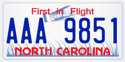 NC license plate AAA9851