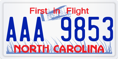 NC license plate AAA9853