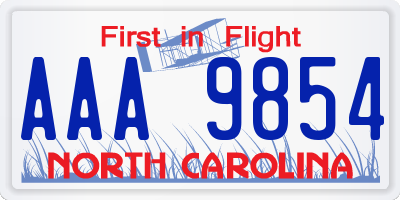 NC license plate AAA9854