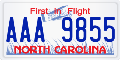 NC license plate AAA9855