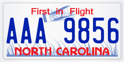 NC license plate AAA9856