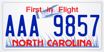 NC license plate AAA9857