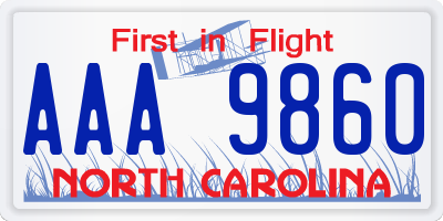 NC license plate AAA9860