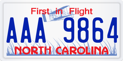 NC license plate AAA9864