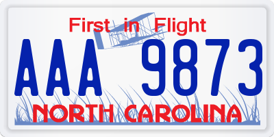 NC license plate AAA9873