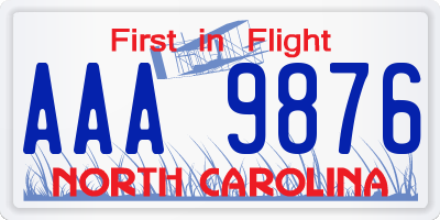 NC license plate AAA9876