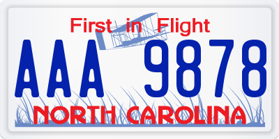 NC license plate AAA9878