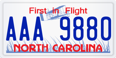 NC license plate AAA9880