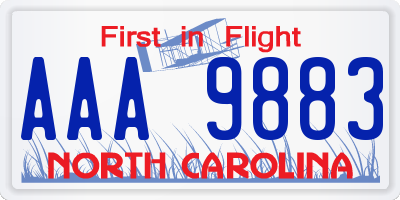 NC license plate AAA9883